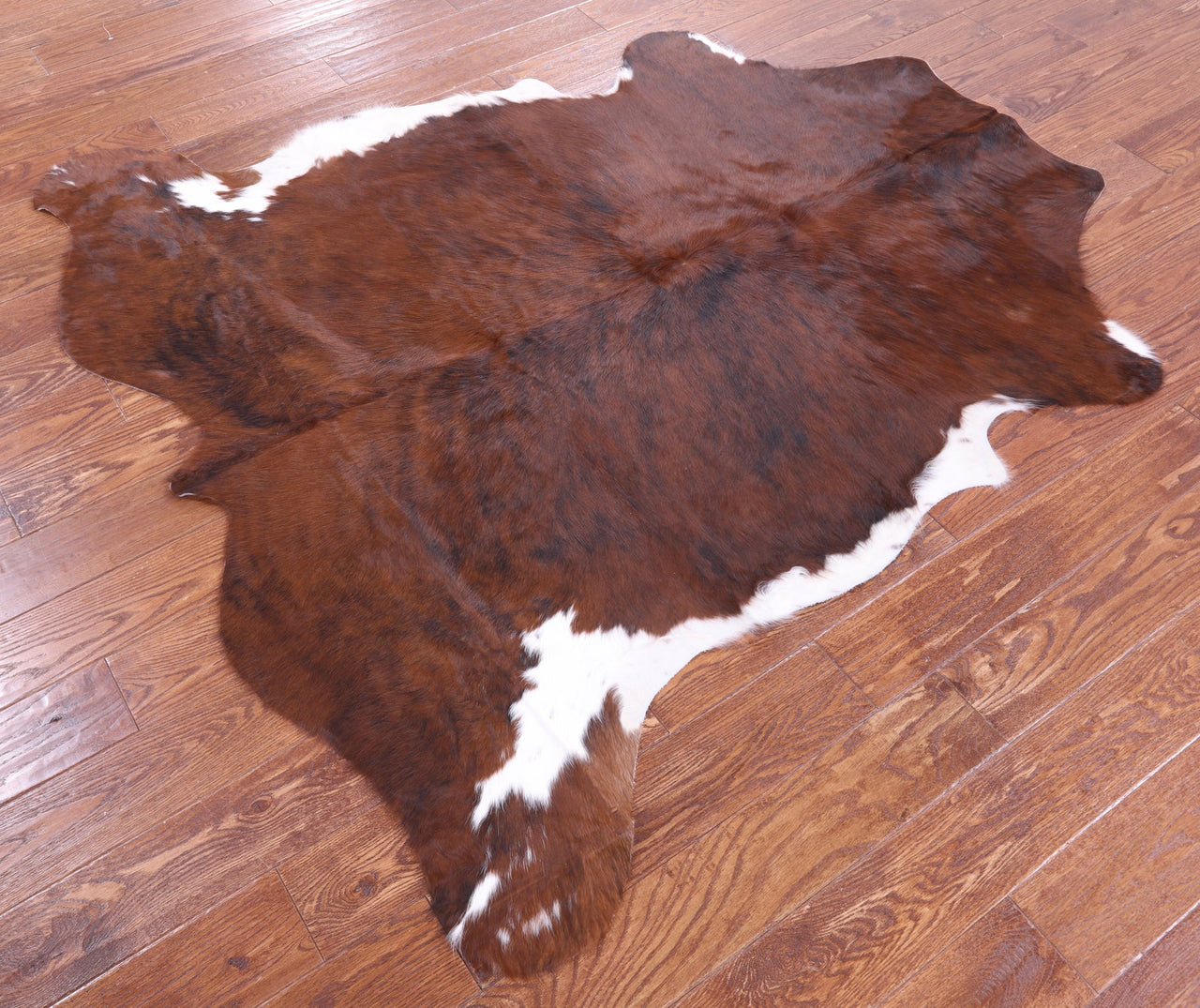 Brown & White Natural Cowhide Rug - Medium 6'1"H x 5'9"W