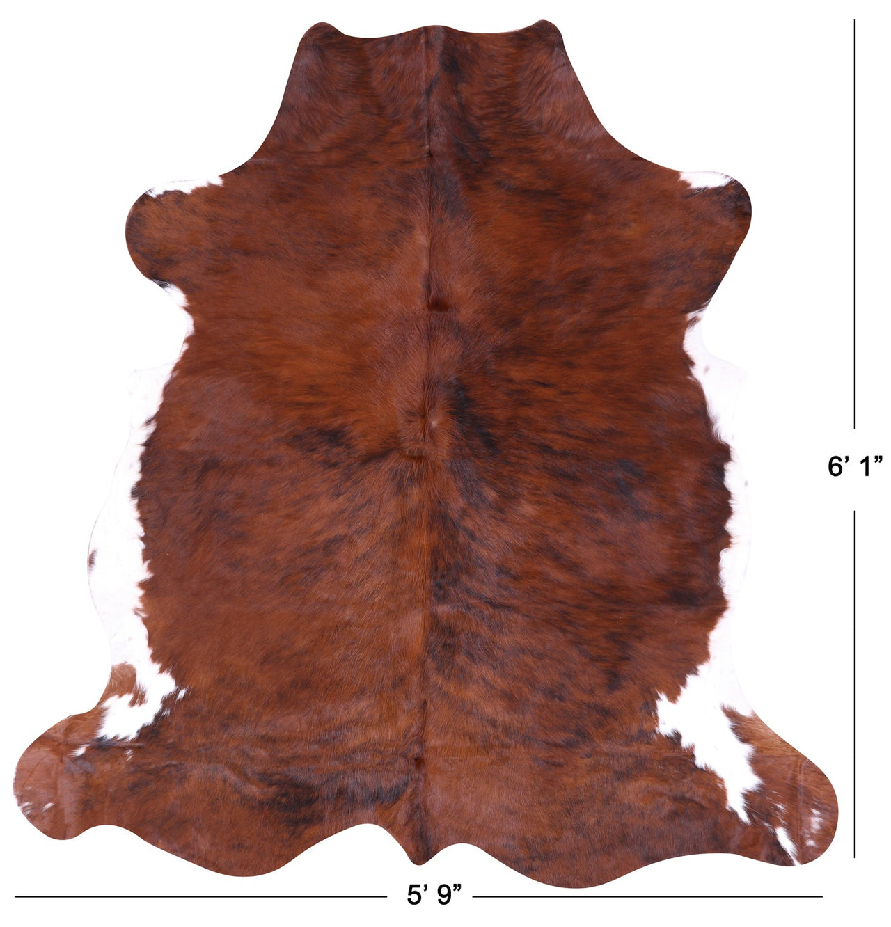 Brown & White Natural Cowhide Rug - Medium 6'1"H x 5'9"W