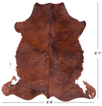 Thumbnail for Brown & White Natural Cowhide Rug - Medium 6'1