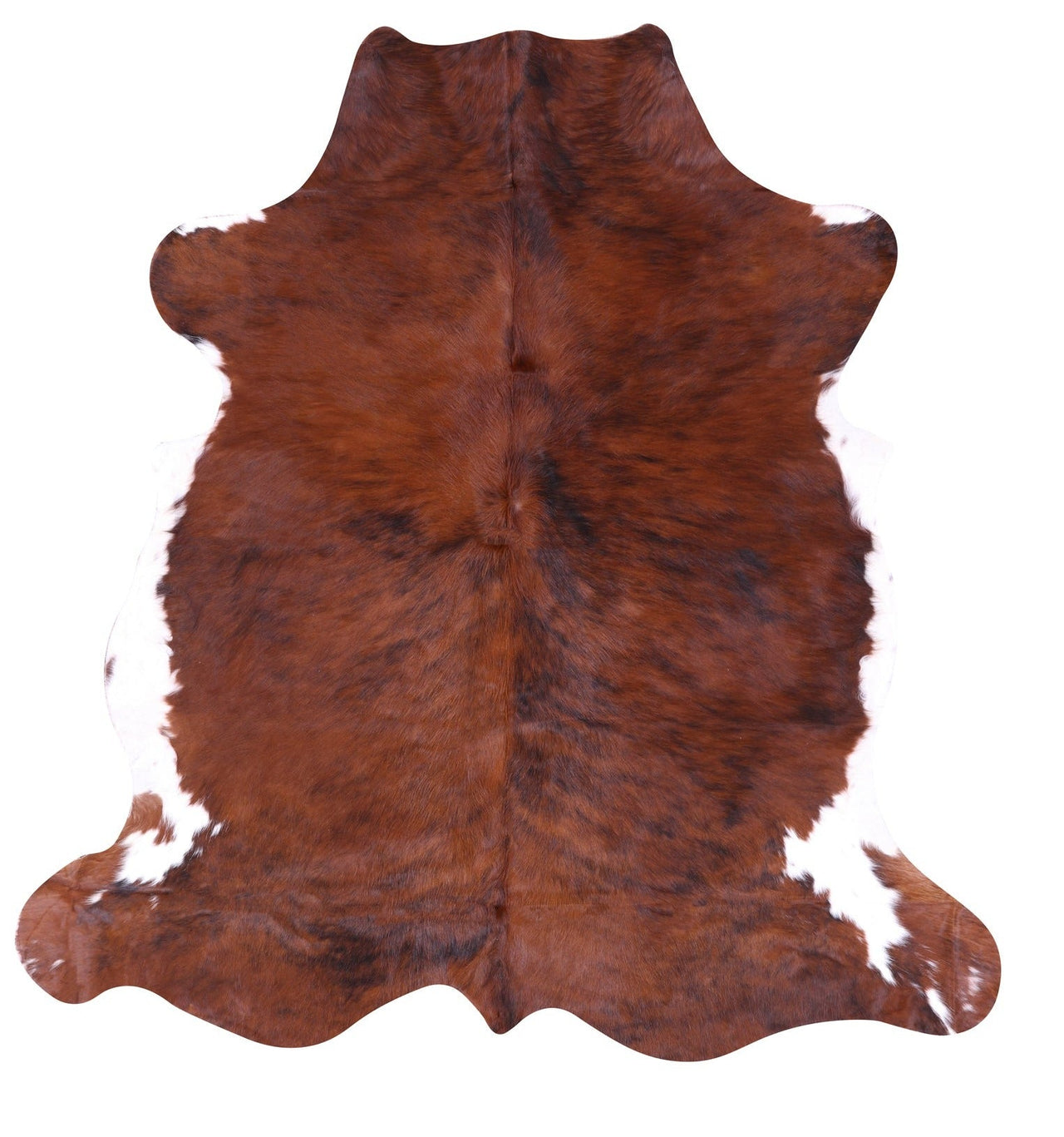 Brown & White Natural Cowhide Rug - Medium 6'1"H x 5'9"W