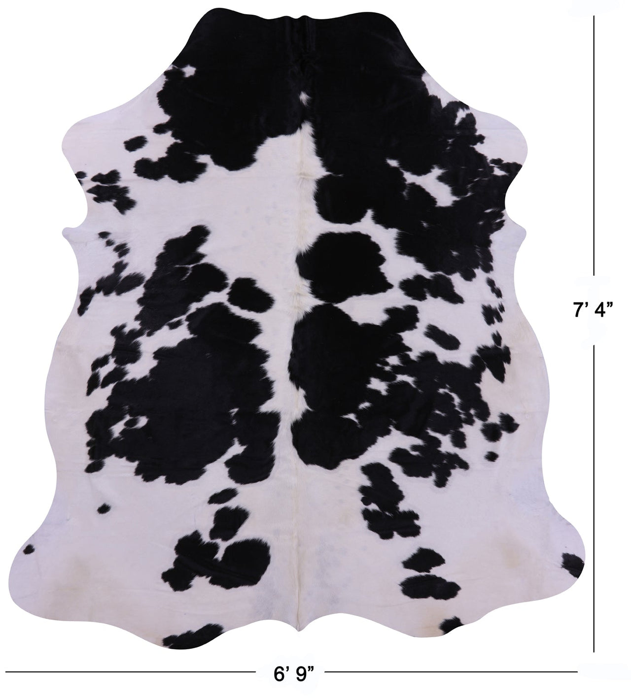 Black & White Natural Cowhide Rug - XLarge 7'4"H x 6'9"W