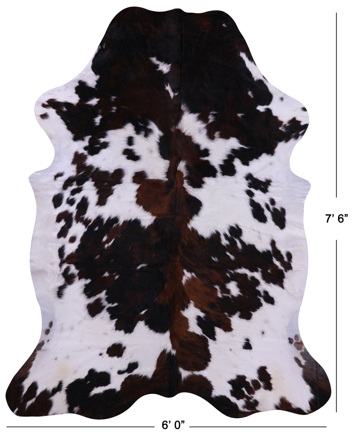 Tricolor Natural Cowhide Rug - XLarge 7'6"H x 6'0"W