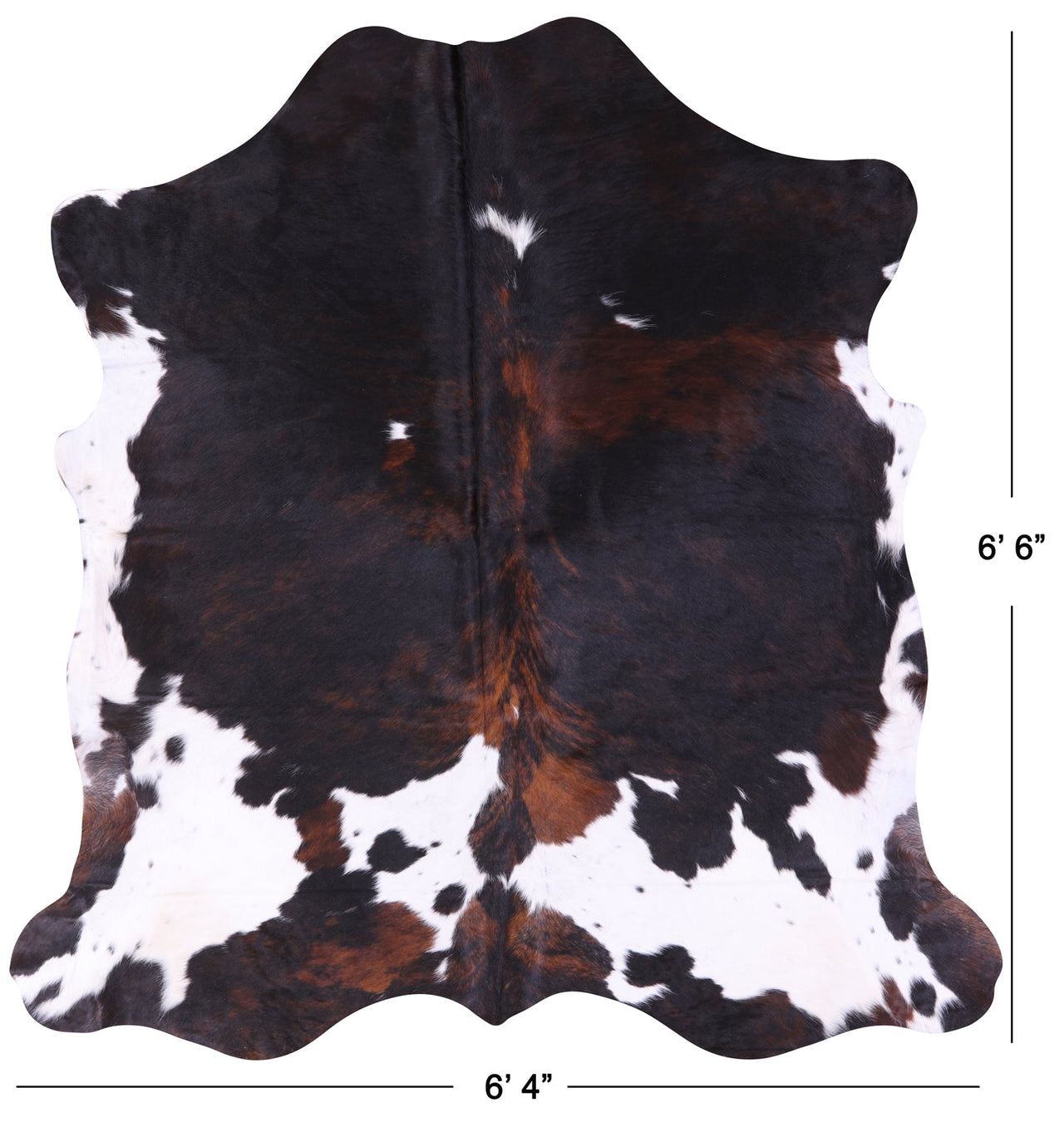 Tricolor Natural Cowhide Rug - Medium 6'6"H x 6'4"W