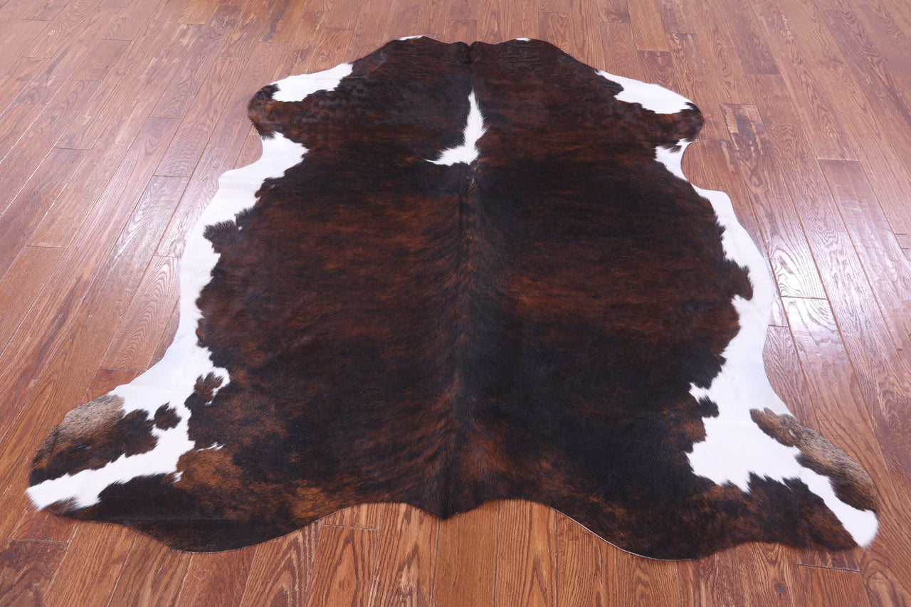 Brown & White Natural Cowhide Rug - Large 6'9"H x 6'3"W