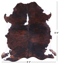 Thumbnail for Brown & White Natural Cowhide Rug - Large 6'9