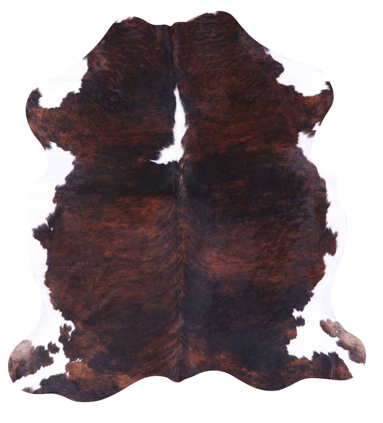 Brown & White Natural Cowhide Rug - Large 6'9"H x 6'3"W