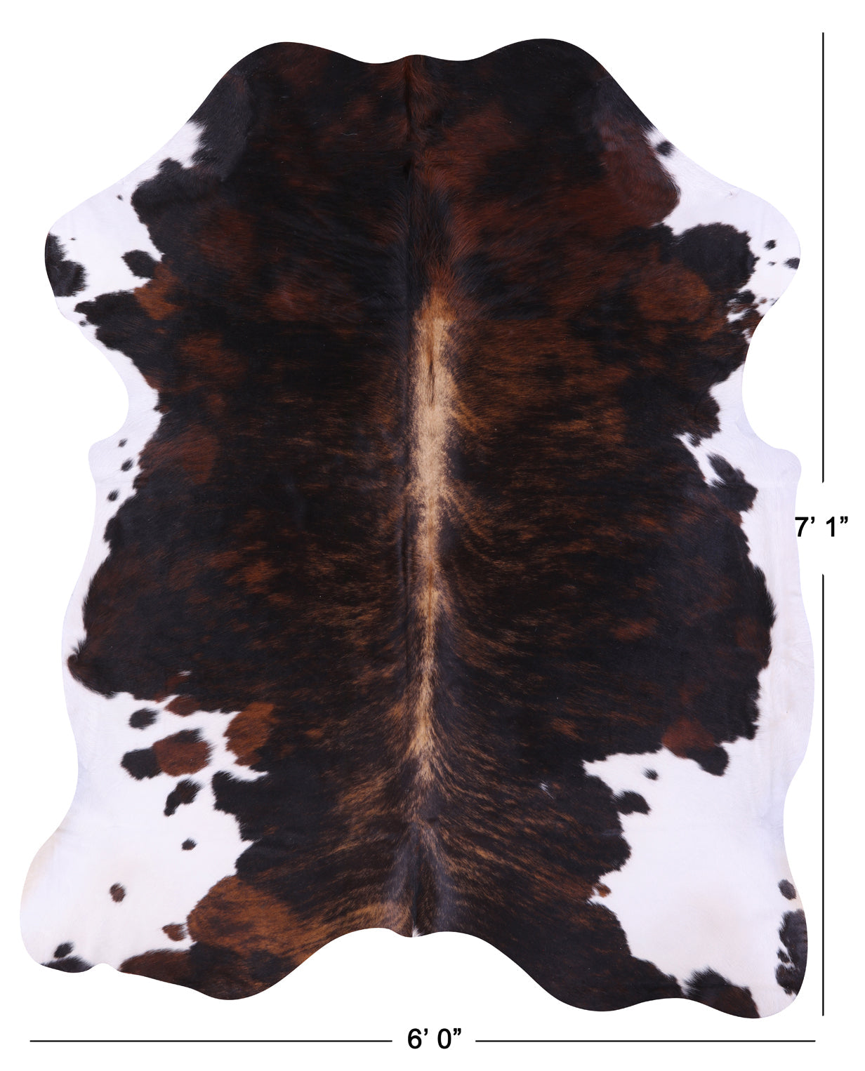 Tricolor Natural Cowhide Rug - XLarge 7'1"H x 6'0"W