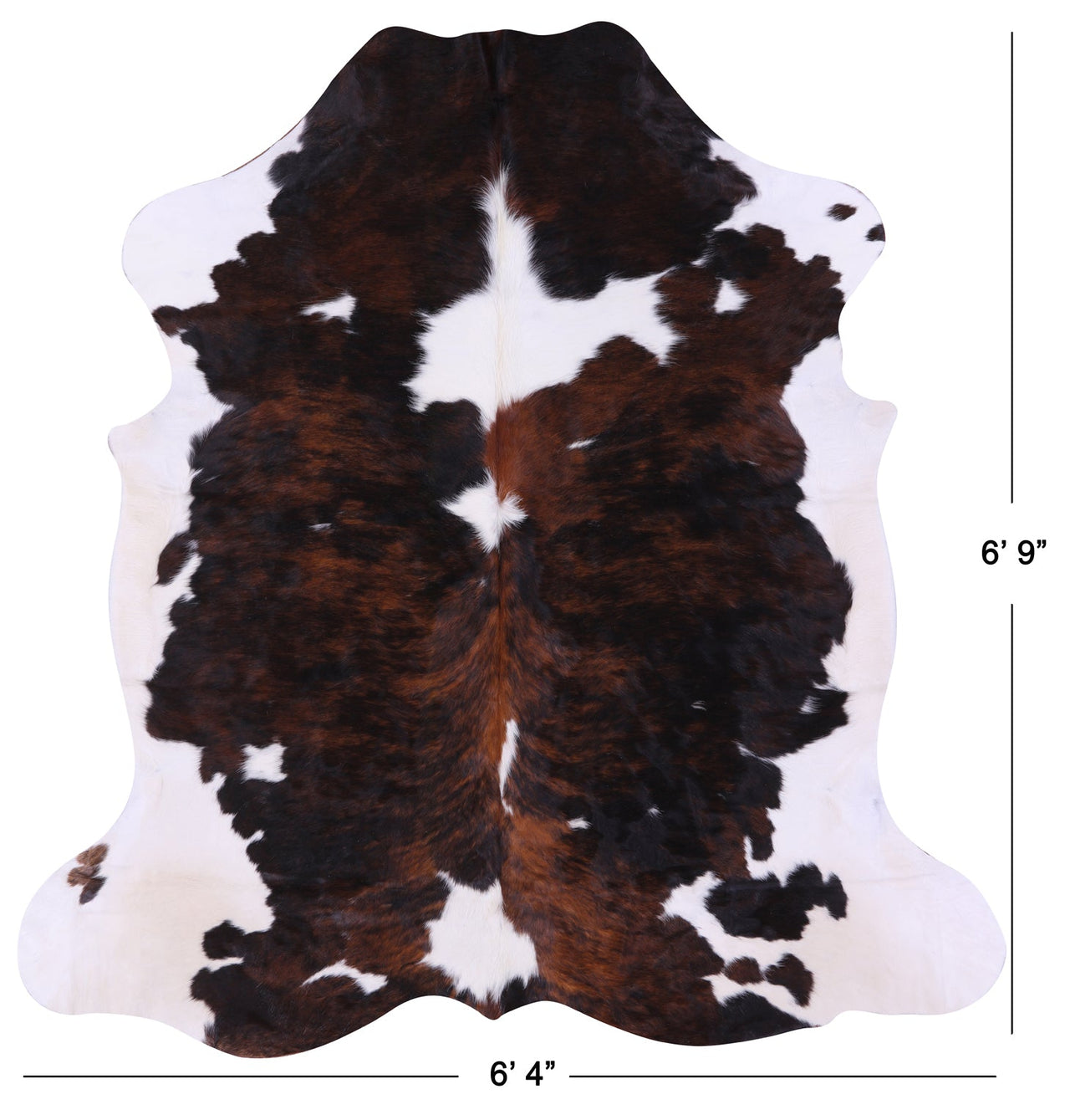 Tricolor Natural Cowhide Rug - Large 6'9"H x 6'4"W