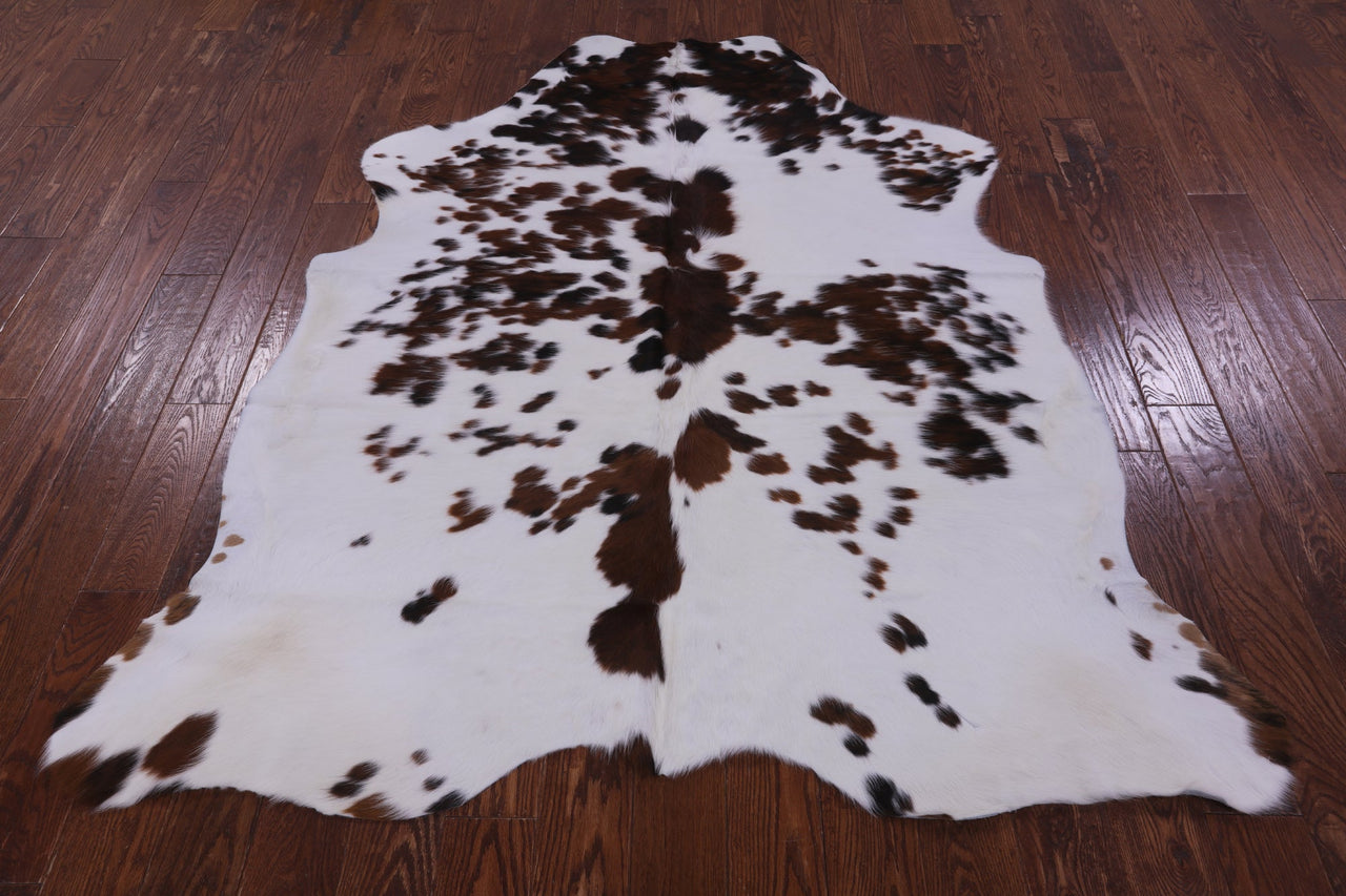 Brown & White Natural Cowhide Rug - Large 6'6"H x 5'10"W