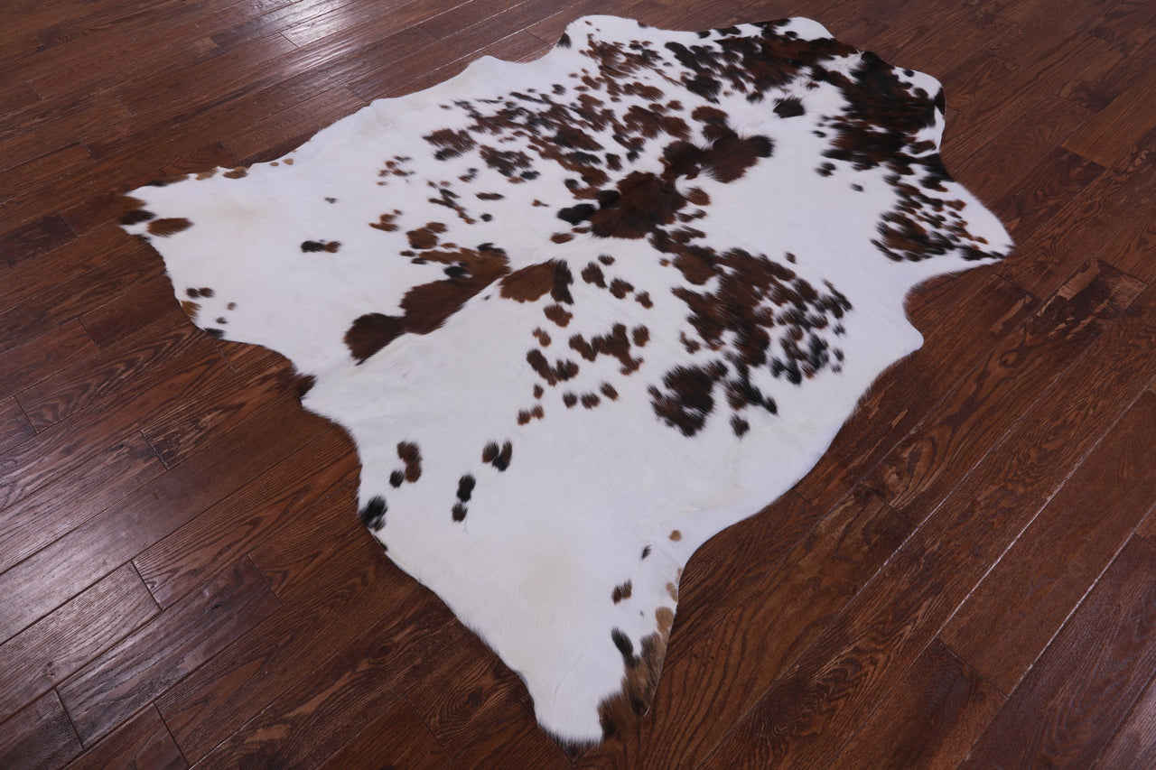 Brown & White Natural Cowhide Rug - Large 6'6"H x 5'10"W