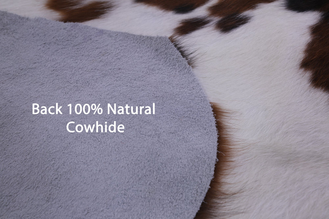 Brown & White Natural Cowhide Rug - Large 6'6"H x 5'10"W