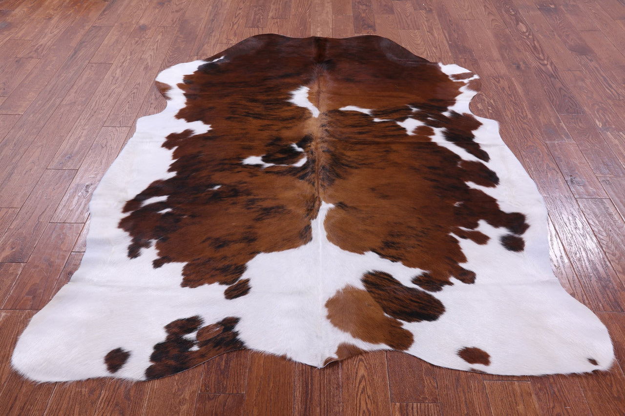 Brown & White Natural Cowhide Rug - Large 6'7"H x 5'7"W