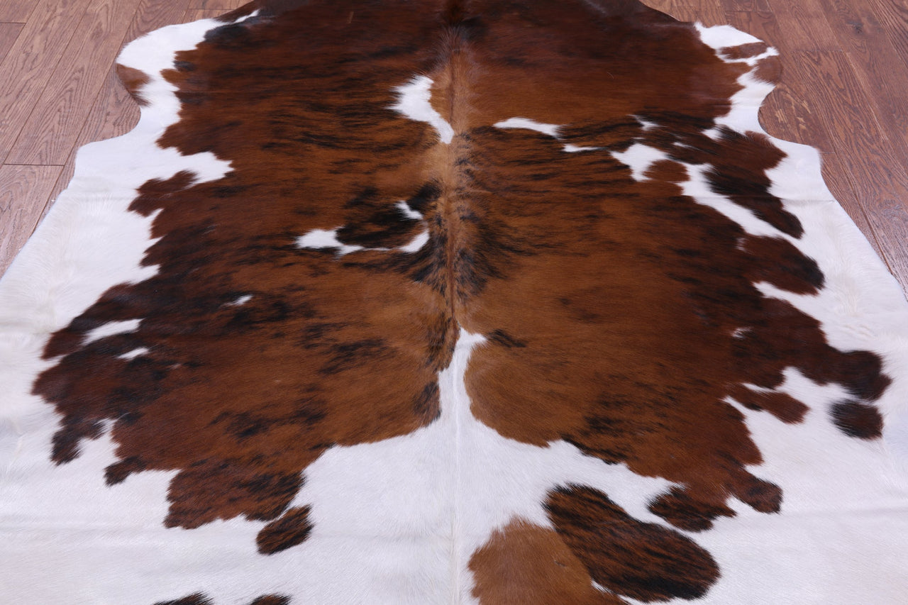 Brown & White Natural Cowhide Rug - Large 6'7"H x 5'7"W