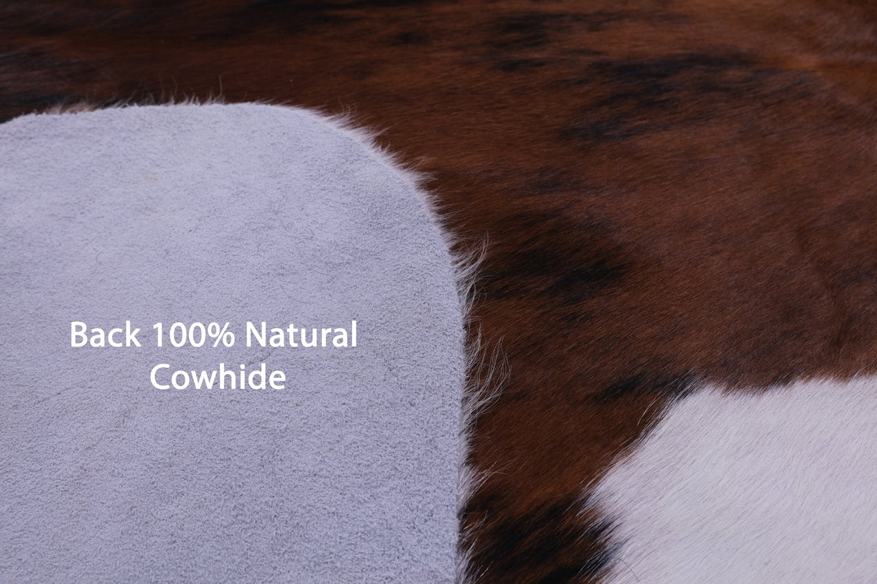 Brown & White Natural Cowhide Rug - Large 6'7"H x 5'7"W