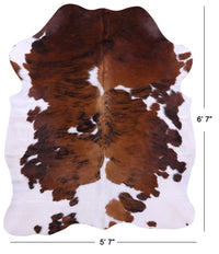 Thumbnail for Brown & White Natural Cowhide Rug - Large 6'7