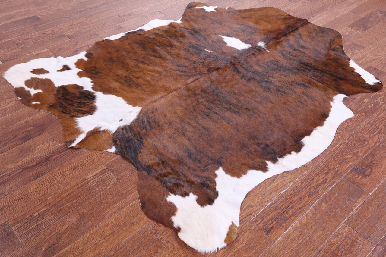 Brown & White Natural Cowhide Rug - Large 6'9"H x 5'8"W