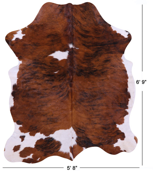 Brown & White Natural Cowhide Rug - Large 6'9