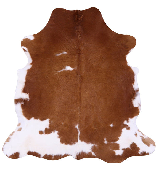 Brown & White Natural Cowhide Rug - Small 5'7"H x 5'8"W