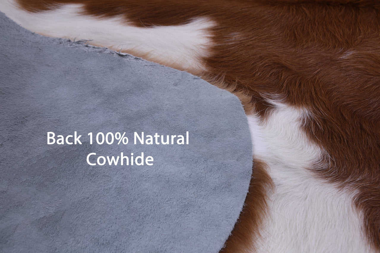Brown & White Natural Cowhide Rug - Small 5'7"H x 5'8"W