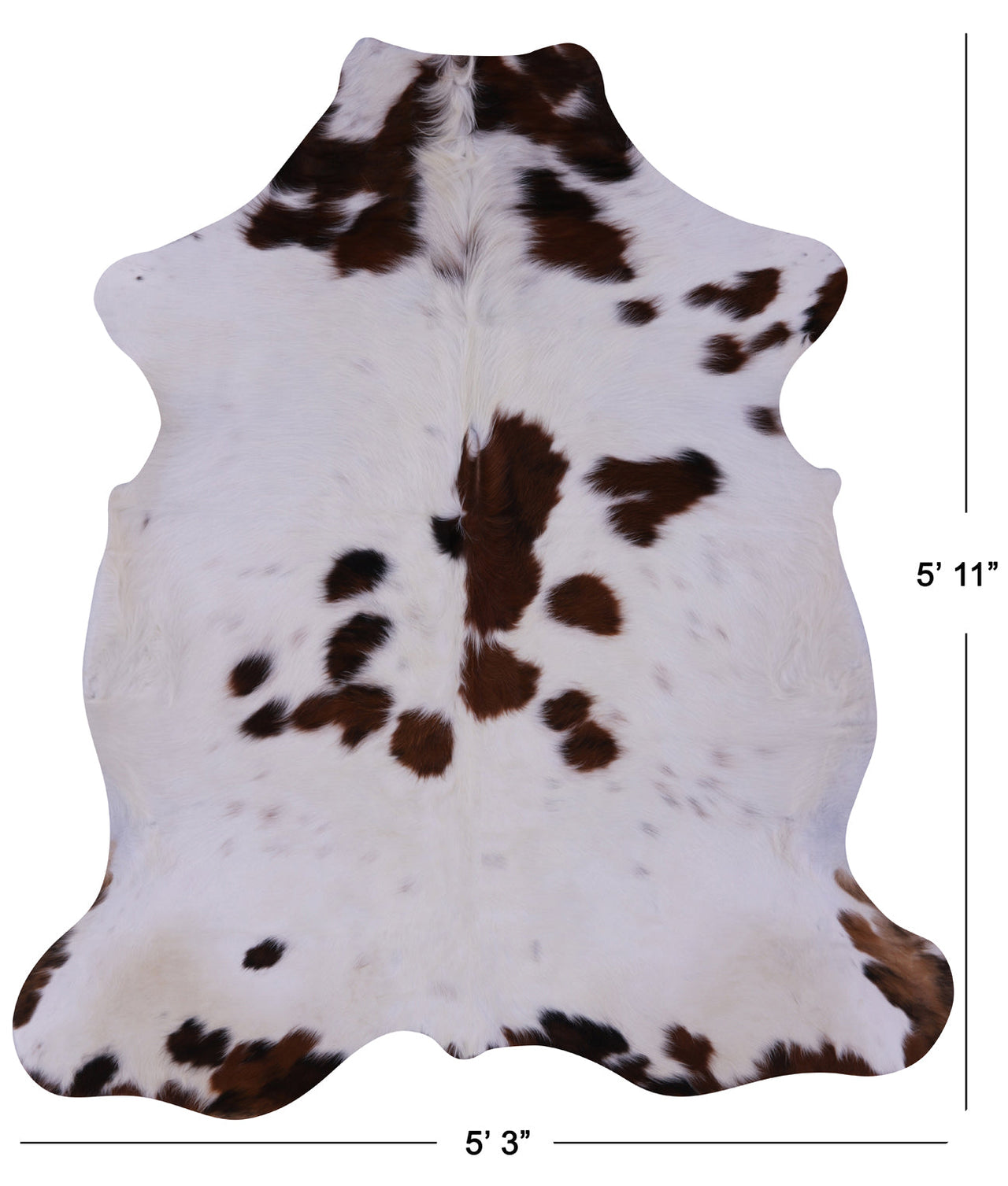 Brown & White Natural Cowhide Rug - Small 5'11"H x 5'3"W