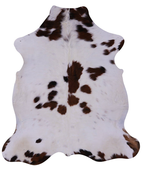 Brown & White Natural Cowhide Rug - Medium 5'11"H x 5'3"W