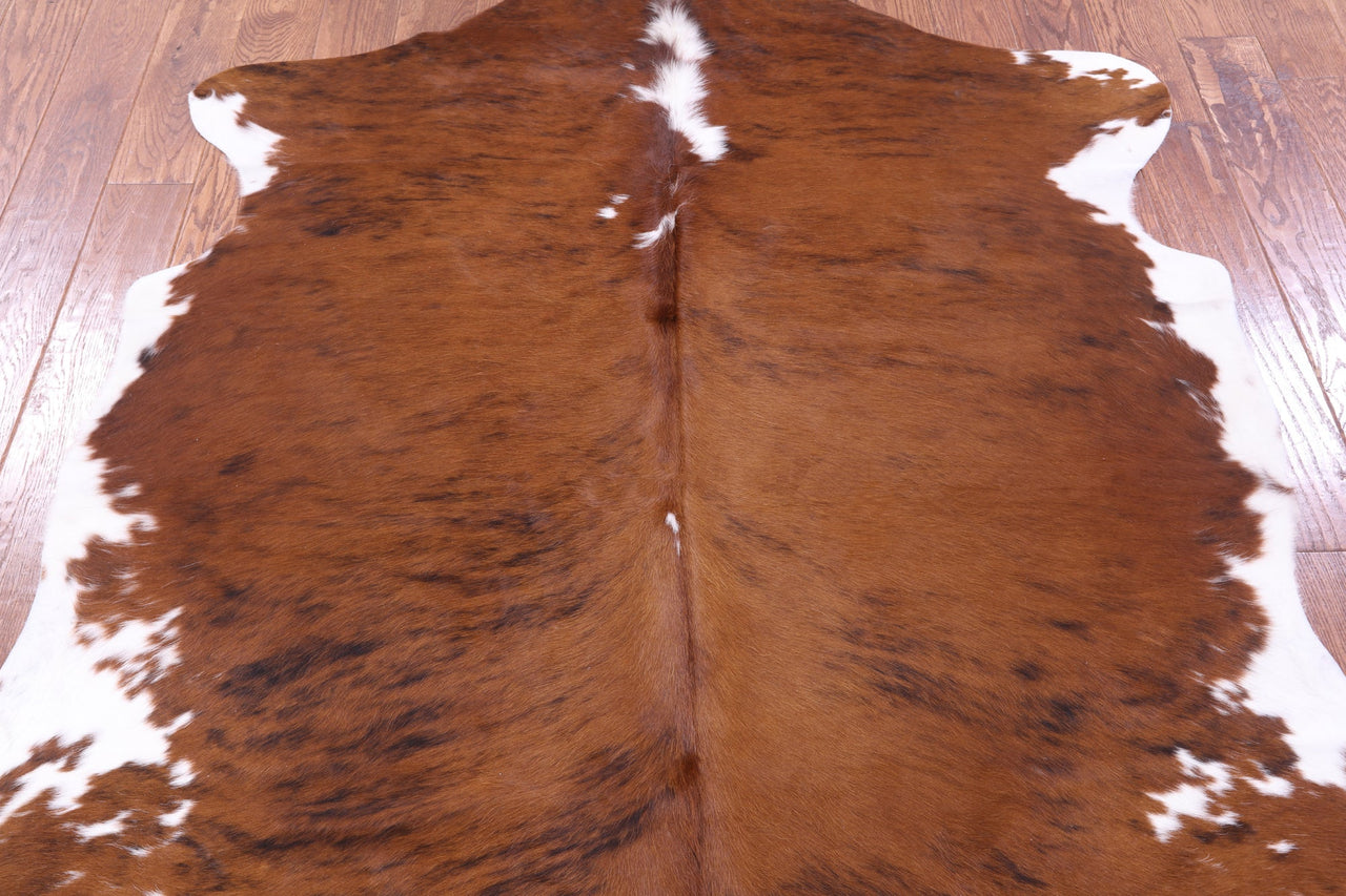 Brown & White Natural Cowhide Rug - Small 5'10"H x 5'9"W