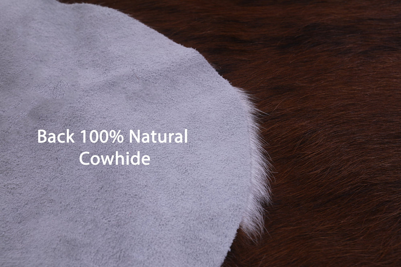 Brown & White Natural Cowhide Rug - Small 5'10"H x 5'9"W