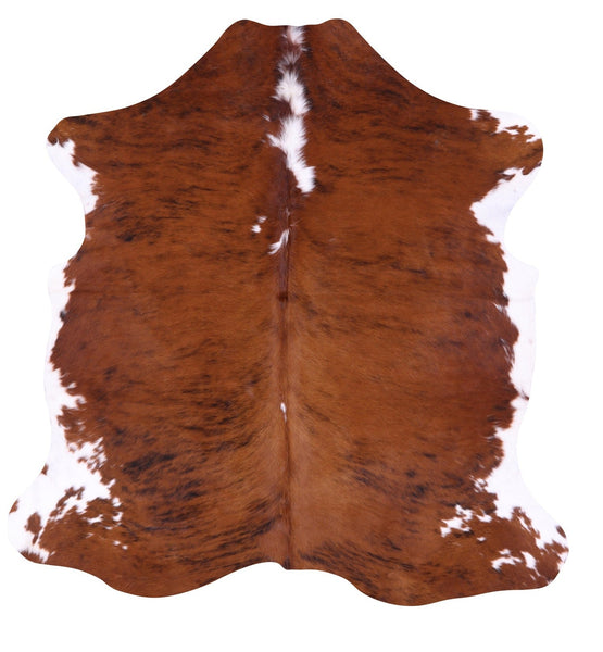 Brown & White Natural Cowhide Rug - Medium 5'10"H x 5'9"W