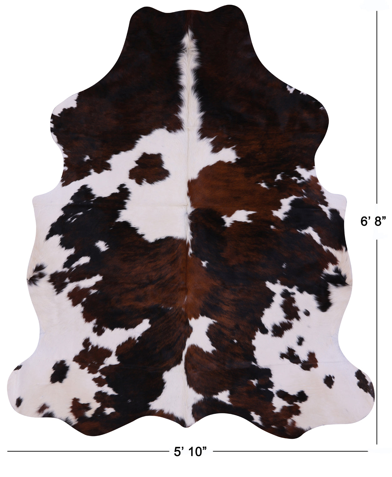 Tricolor Natural Cowhide Rug - Large 6'8"H x 5'10"W