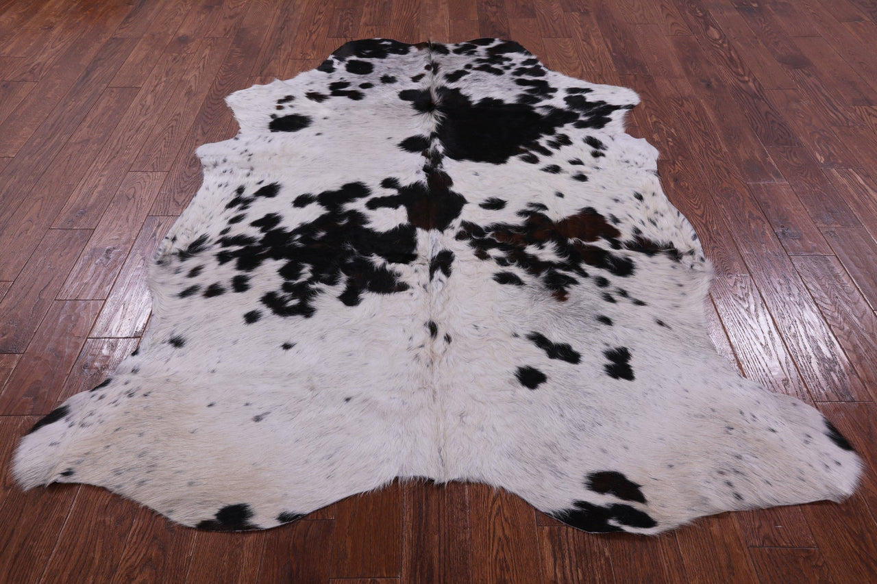 Black & White Natural Cowhide Rug - XLarge 7'1"H x 5'8"W