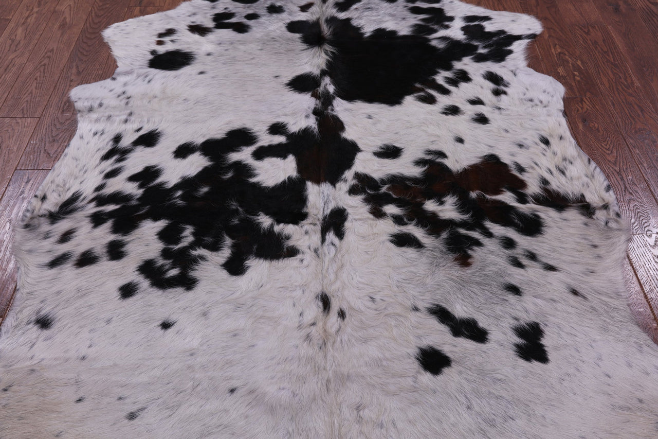 Black & White Natural Cowhide Rug - XLarge 7'1"H x 5'8"W