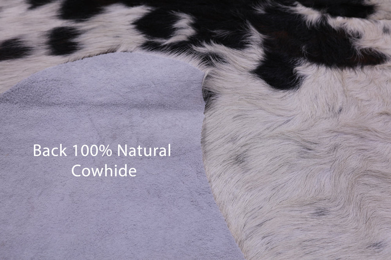 Black & White Natural Cowhide Rug - XLarge 7'1"H x 5'8"W