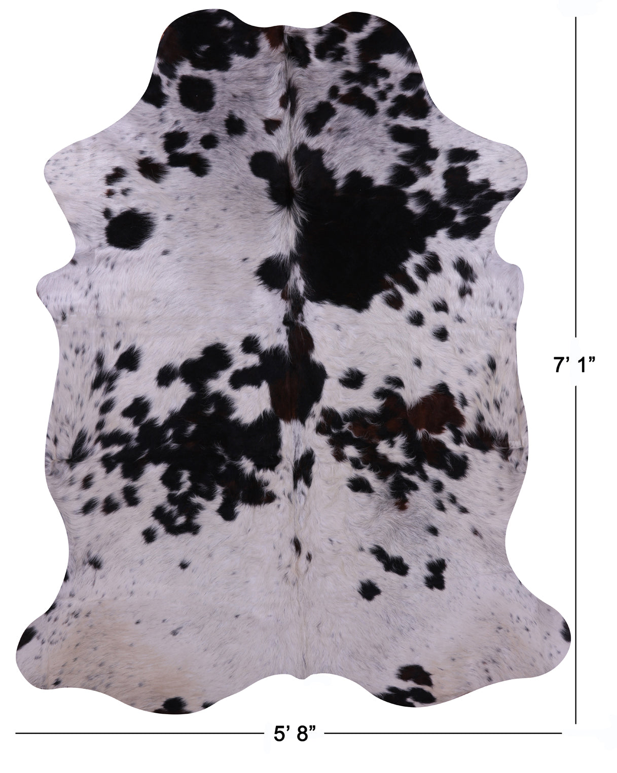 Black & White Natural Cowhide Rug - XLarge 7'1"H x 5'8"W