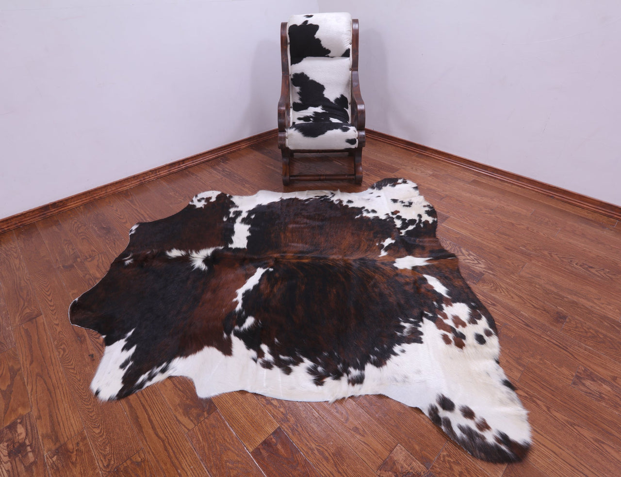 Tricolor Natural Cowhide Rug - Large 6'9"H x 6'7"W