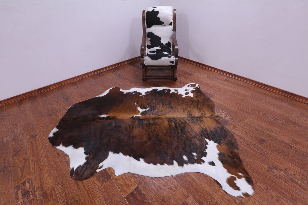 Tricolor Natural Cowhide Rug - Large 6'9"H x 5'10"W