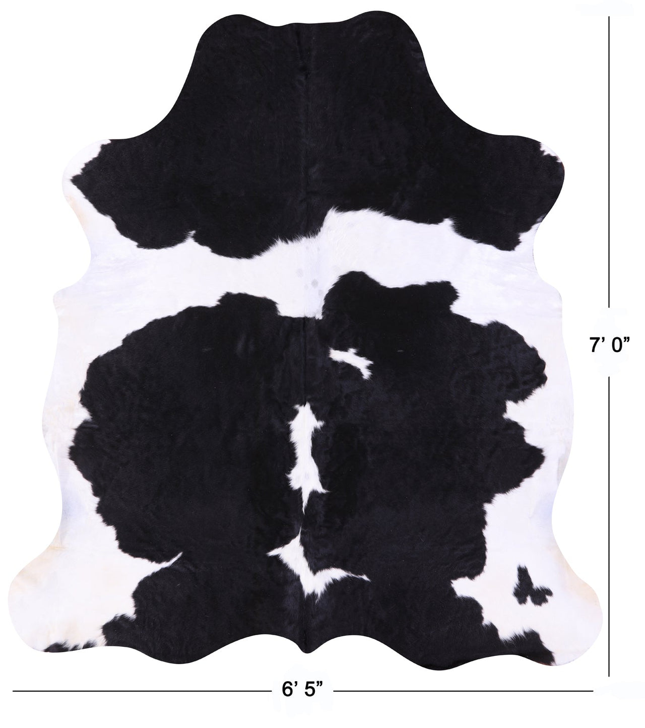 Black & White Natural Cowhide Rug - Large 7'0"H x 6'5"W